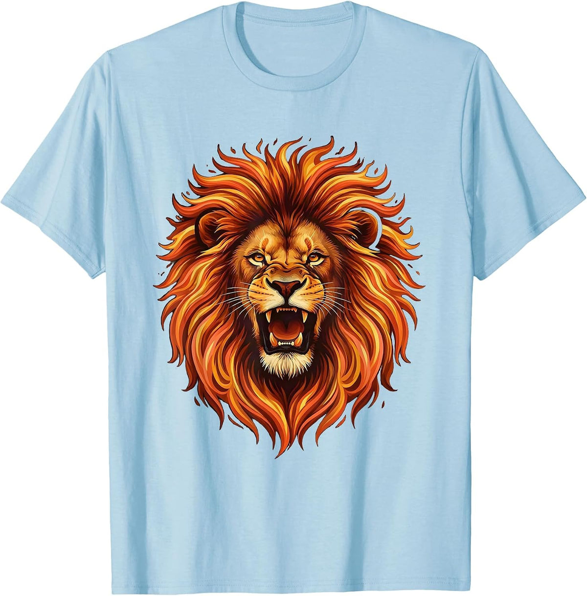 21st Birthday Flaming Lion Roaring Graphic T-Shirt - Baby Blue