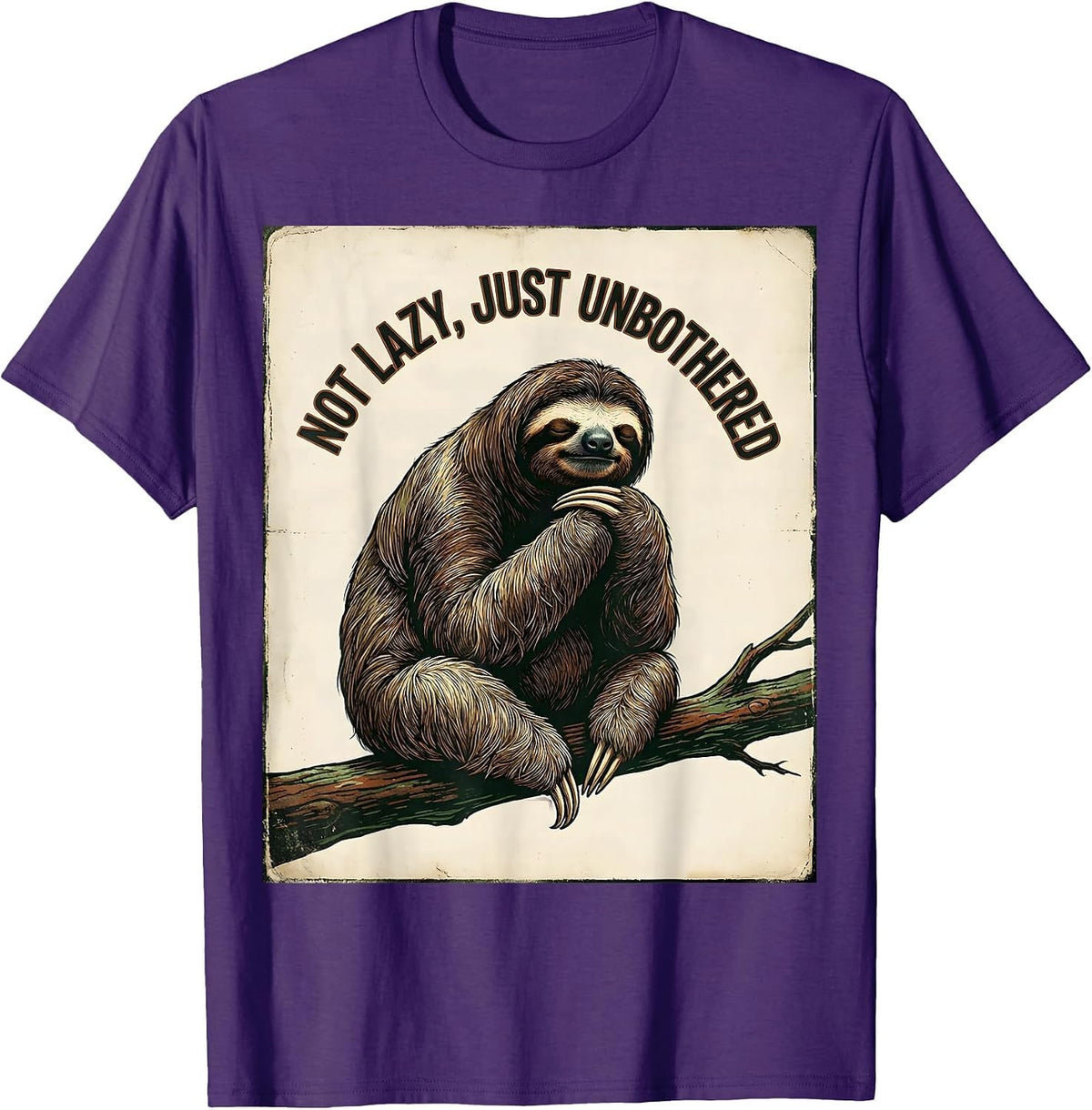 Men's Not Lazy Just Unbothered Vintage Funny Sloth Humor Gift T-Shirt - Purple