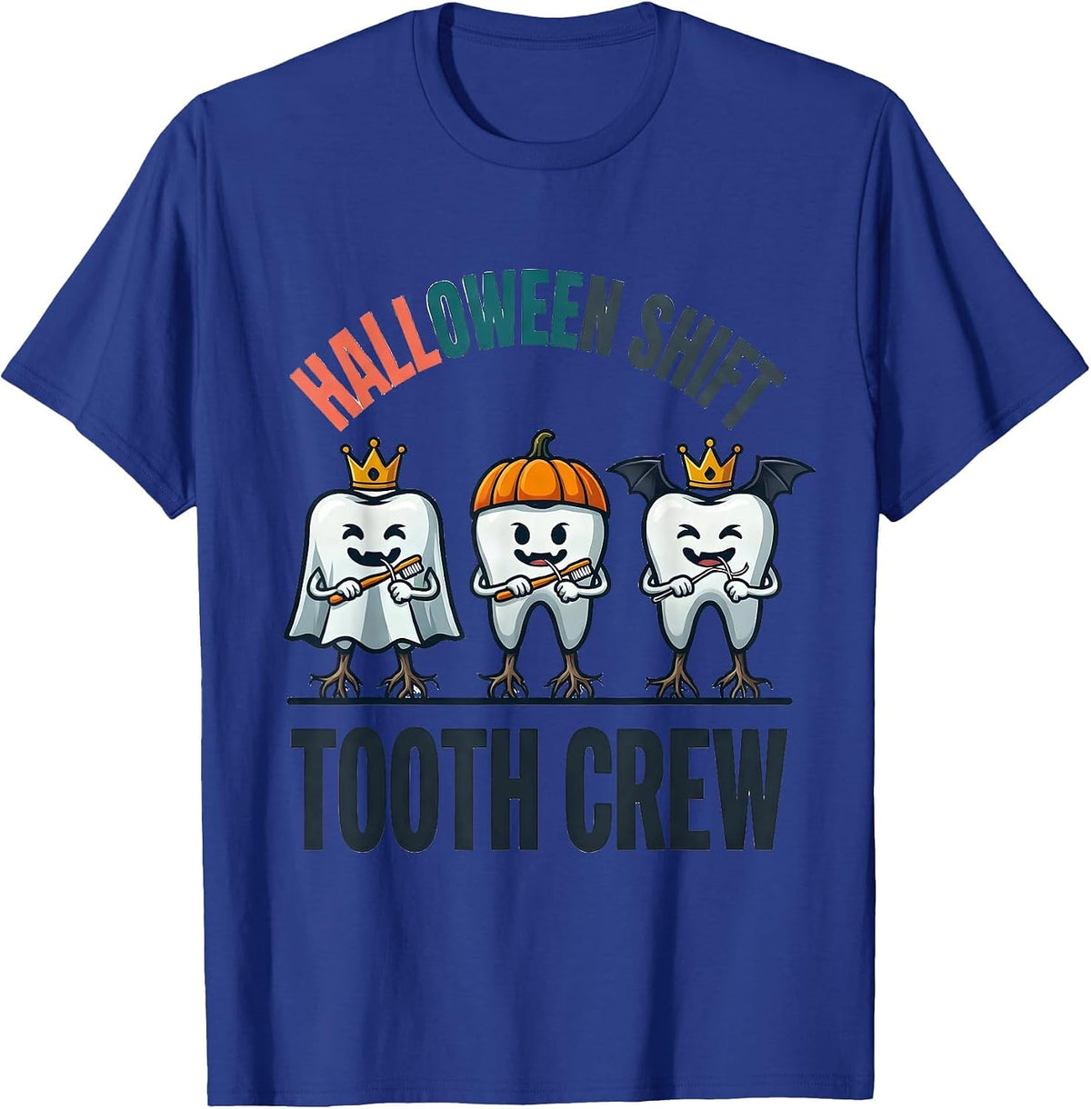 Halloween Shift Tooth Crew Funny Dentist Dental Hygienist T-Shirt - Royal Blue