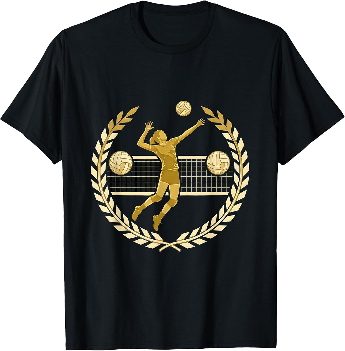 Men's Volleyball Player Jump Silhouette Graphic T-Shirt - Black