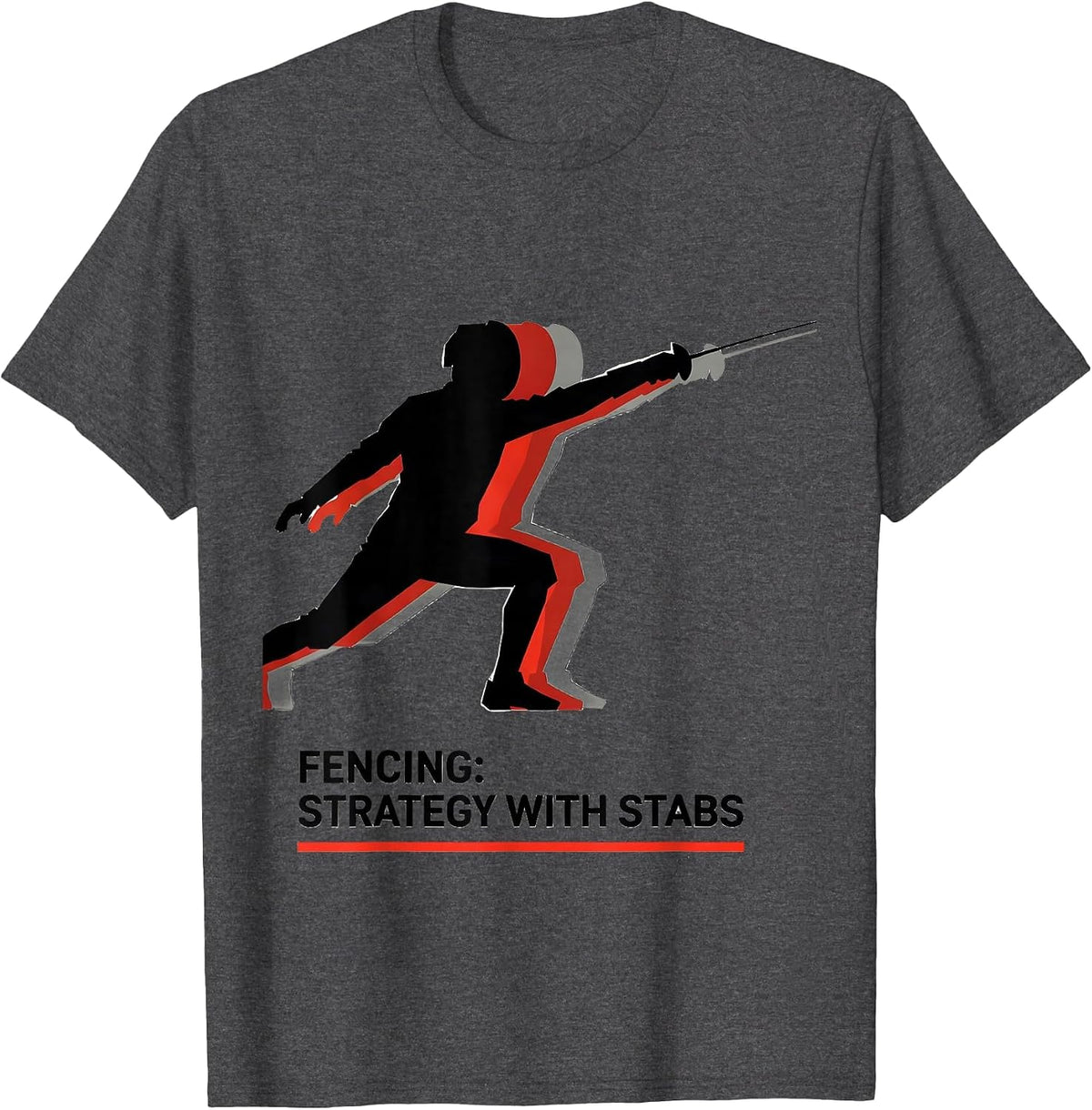 Fencing: Strategy With Stabs Swiss International Sport Humor T-Shirt - Dark Heather Grey
