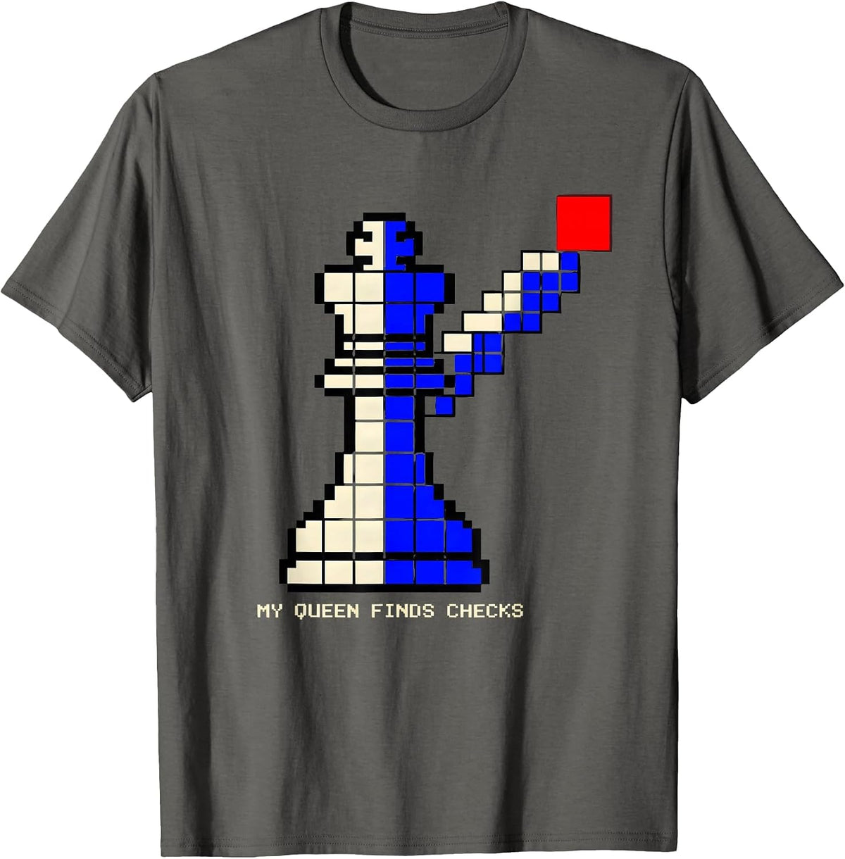 My Queen Finds Checks Funny Chess Player Gift Chess Lover T-Shirt - Asphalt Grey