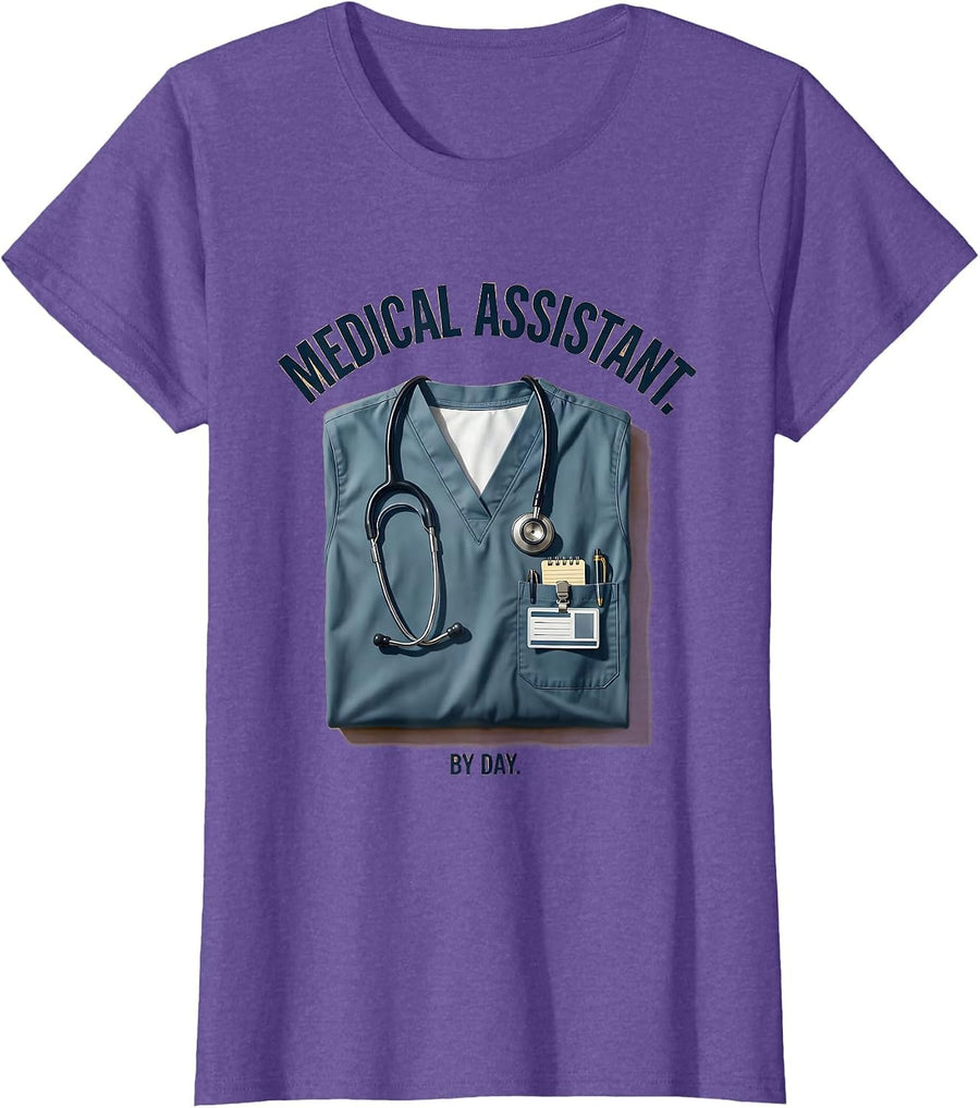 Medical Assistant By Day Graphic Design T-Shirt - Purple Heather