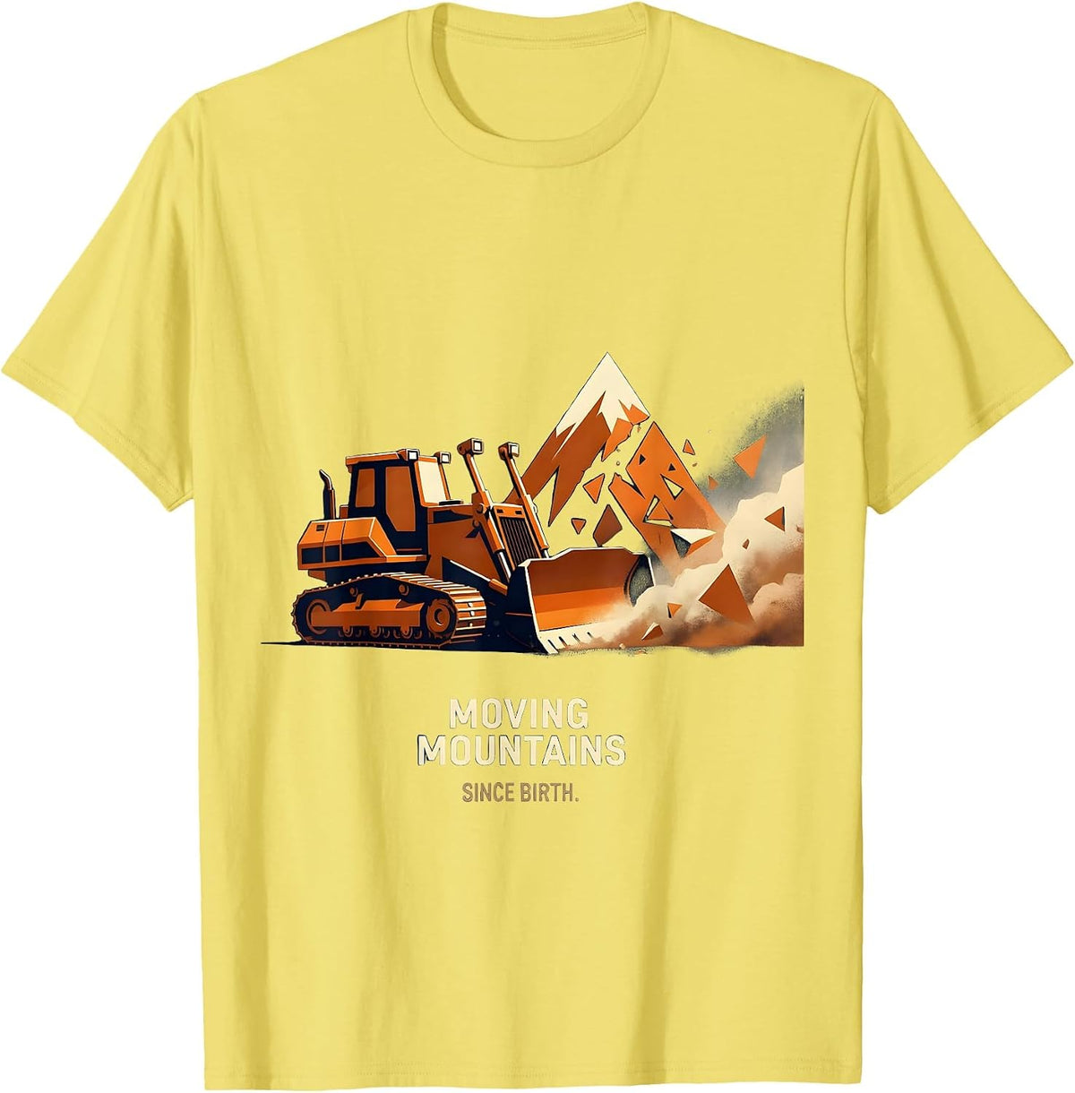 Men's Moving Mountains Since Birth Labor Day Bulldozer T-Shirt - Lemon Yellow