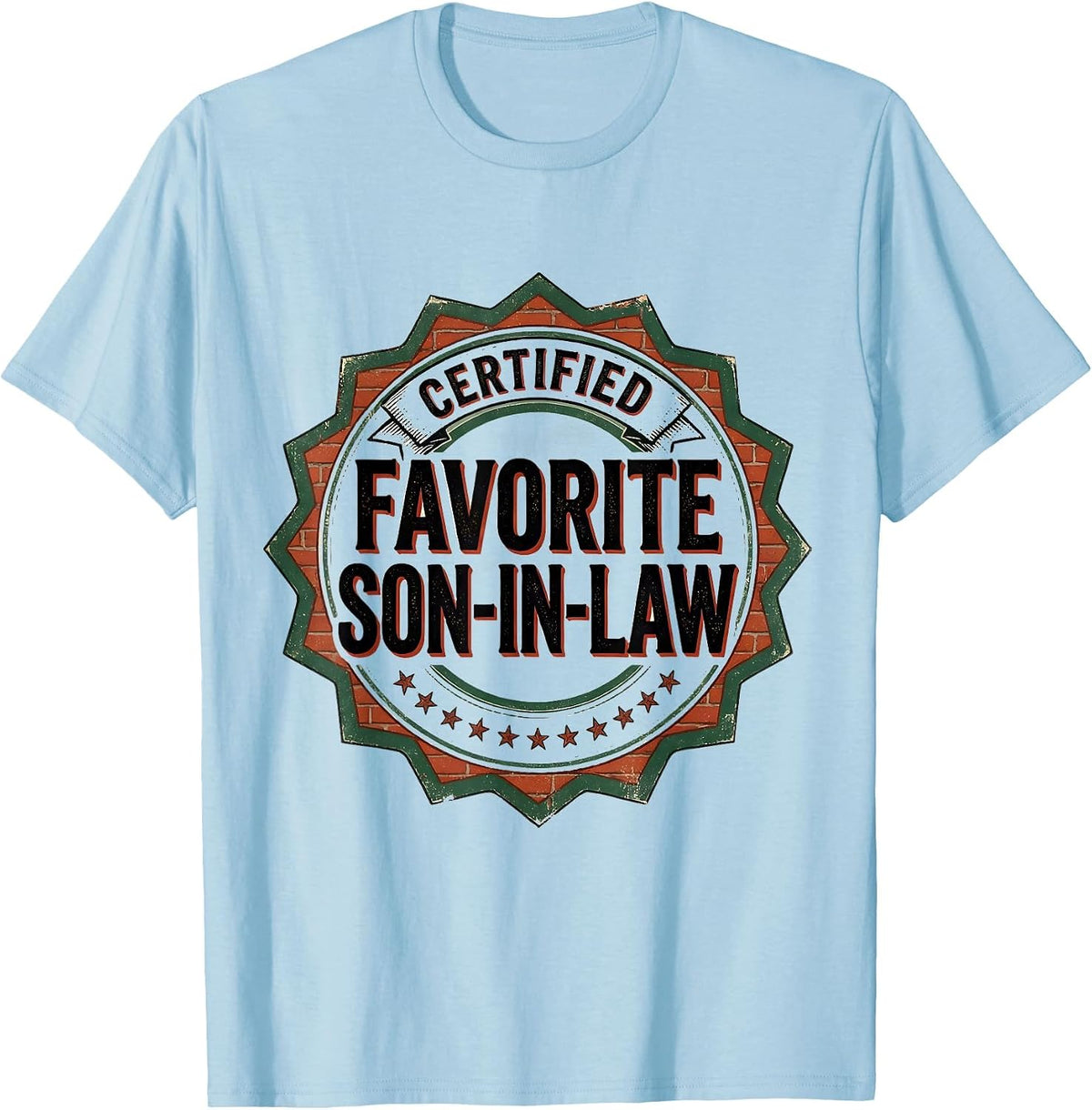 Men's Certified Favorite Son-In-Law Funny Vintage Badge Family T-Shirt - Baby Blue