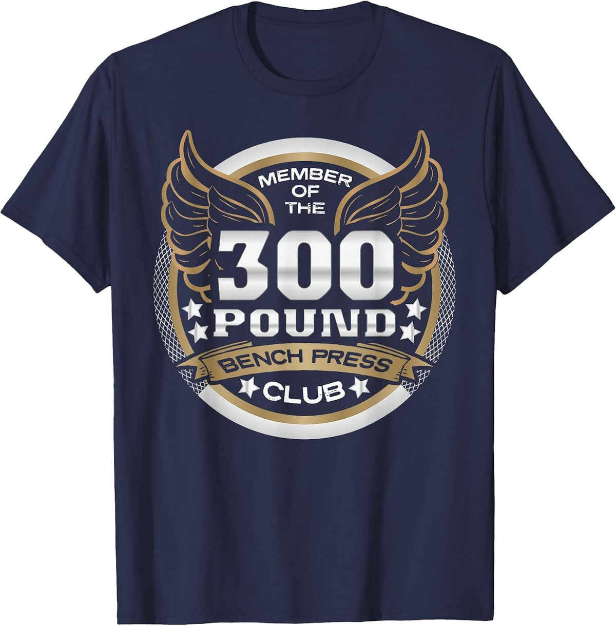 300 Pound Bench Press Club for Powerlifter Weightlifter Gym T-Shirt - Navy Blue