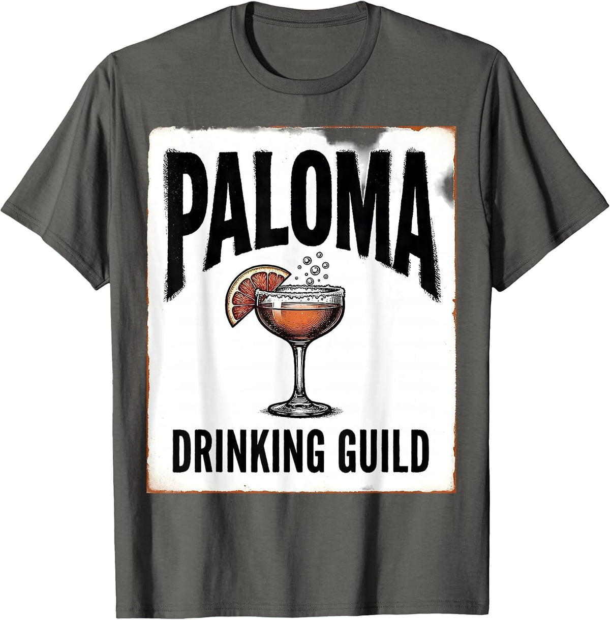 Paloma Drinking Guild Rubber Stamp Drinking Humor Party Gift T-Shirt - Asphalt Grey