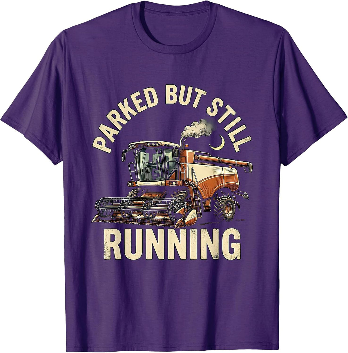Men's Parked But Still Running Vintage Combine Harvester Farmer T-Shirt - Purple