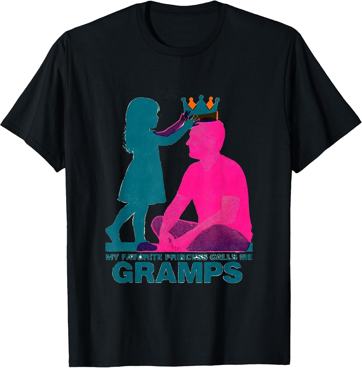 Men's My Favorite Princess Calls Me Gramps Funny Grandpa Family T-Shirt - Black