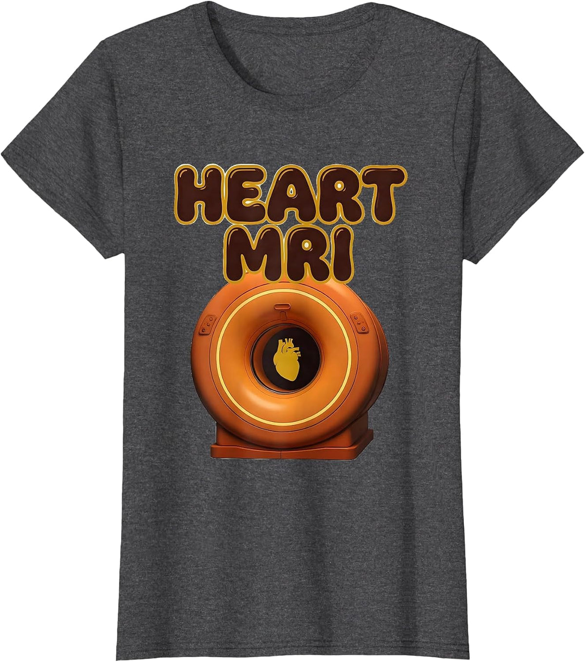 Women's Heart MRI Retro 70s Radiology Tech Valentine Skeleton Humor T-Shirt - Dark Heather Grey
