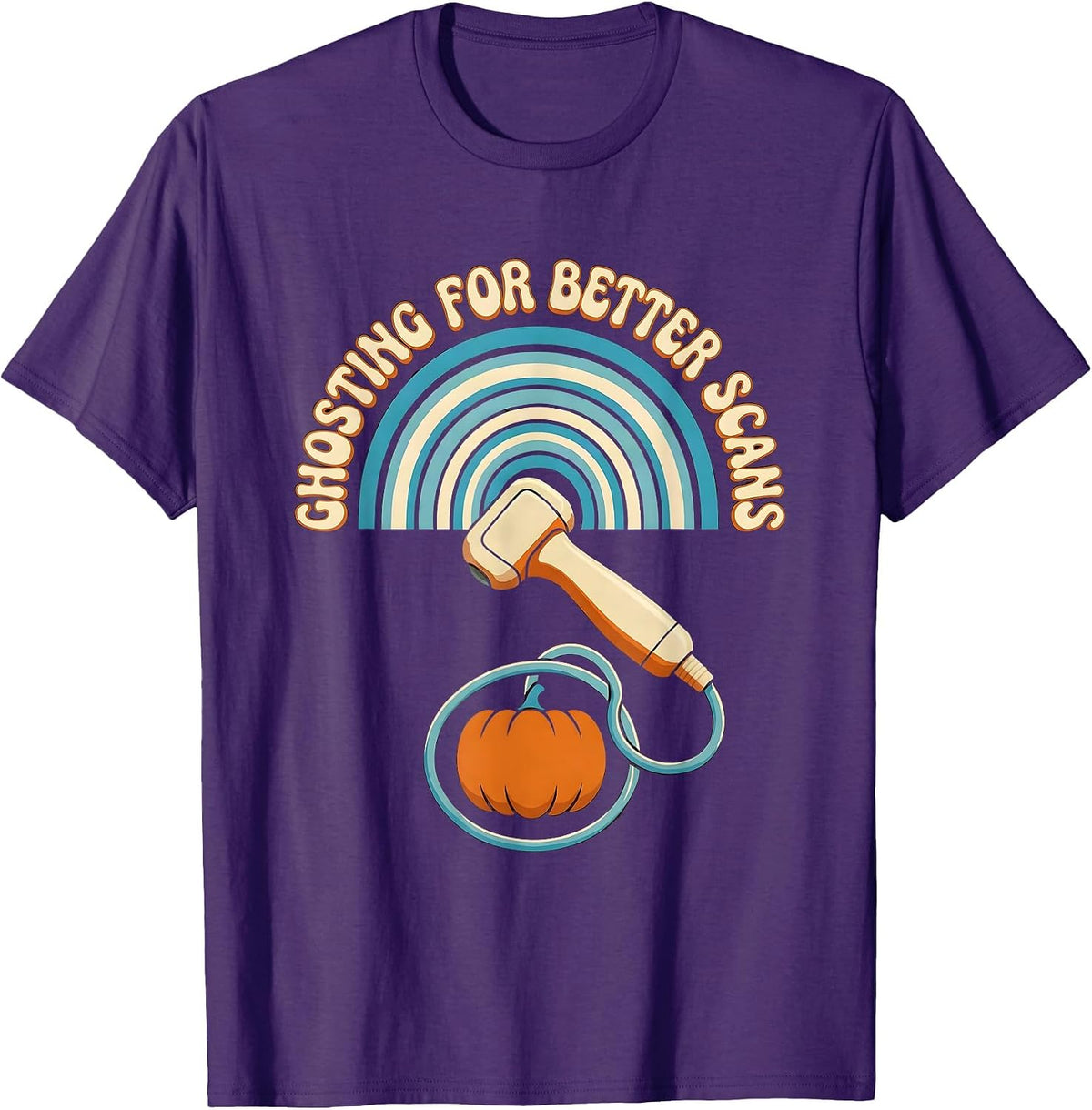 Ghosting For Better Scans Retro Sonographer Halloween Humor T-Shirt - Purple