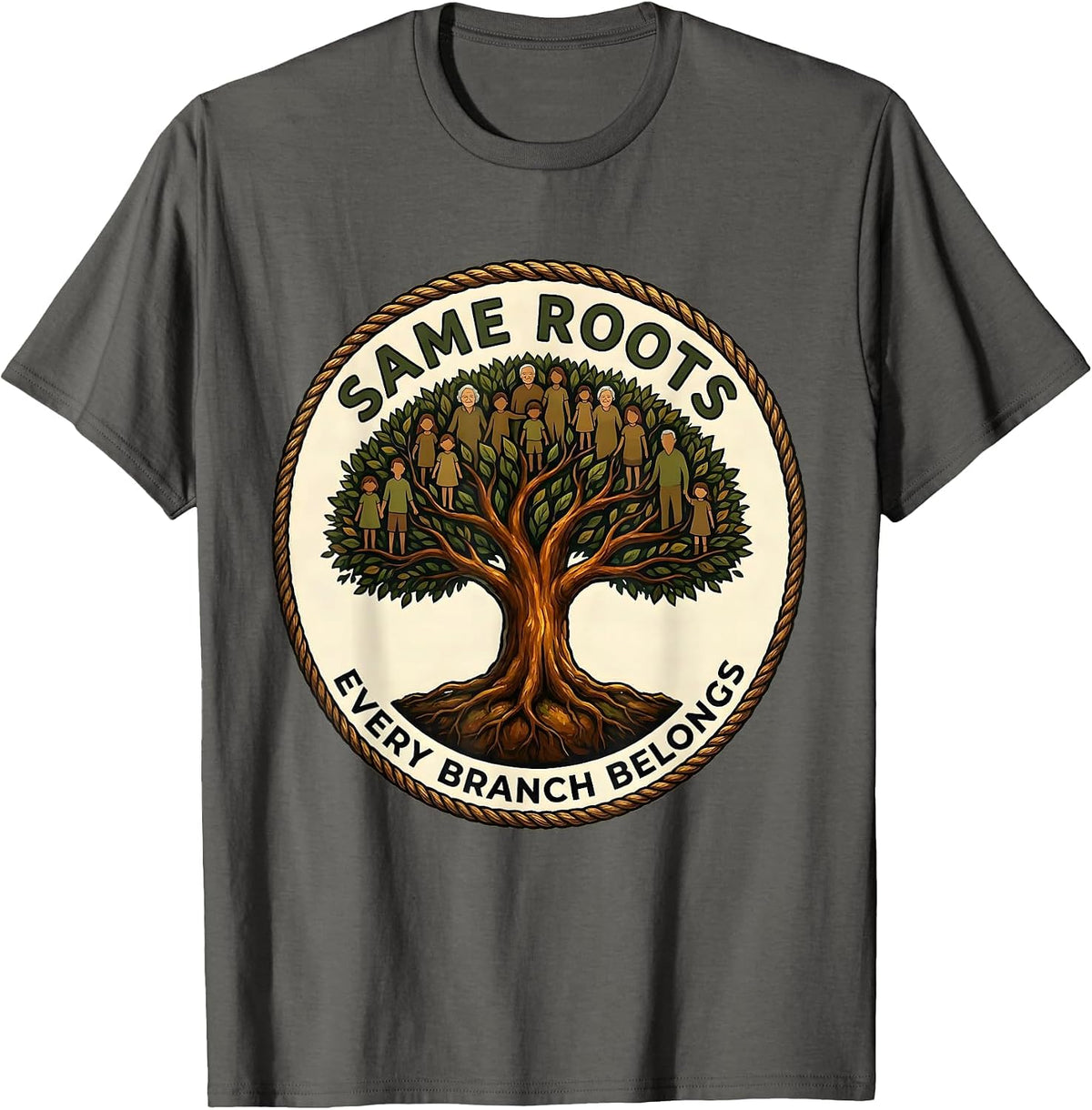 Men's Same Roots Every Branch Belongs Family Reunion Matching T-Shirt - Asphalt Grey