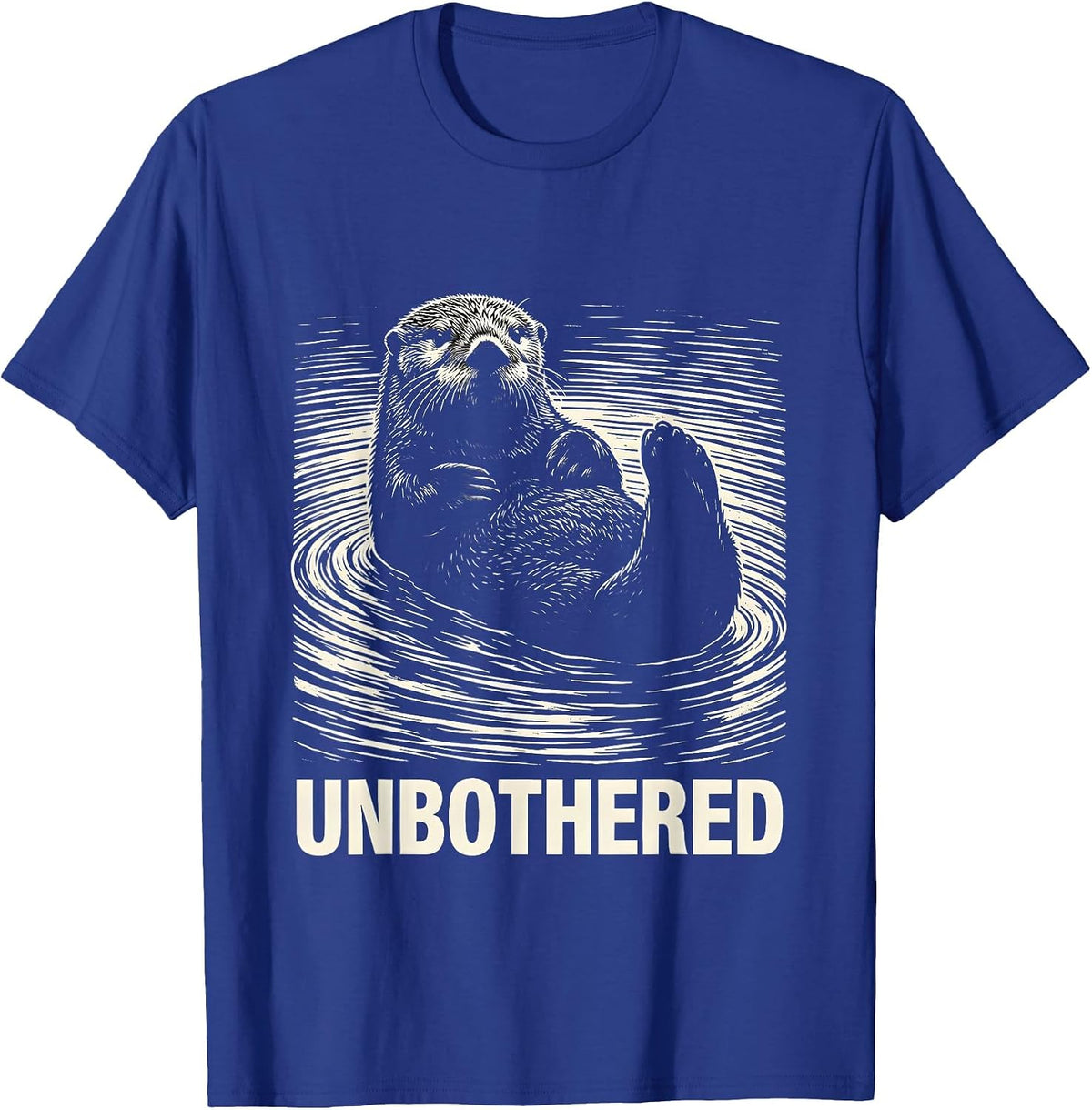 Unbothered Scratchboard Otter Resting Animal Lover Humor T-Shirt - Royal Blue