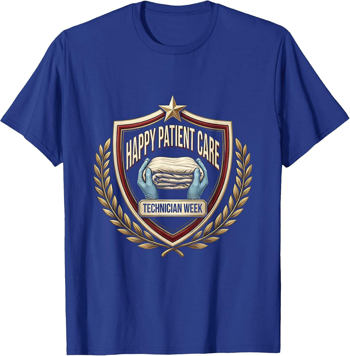 Men's Happy Patient Care Technician Week Appreciation Emblem T-Shirt - Royal Blue