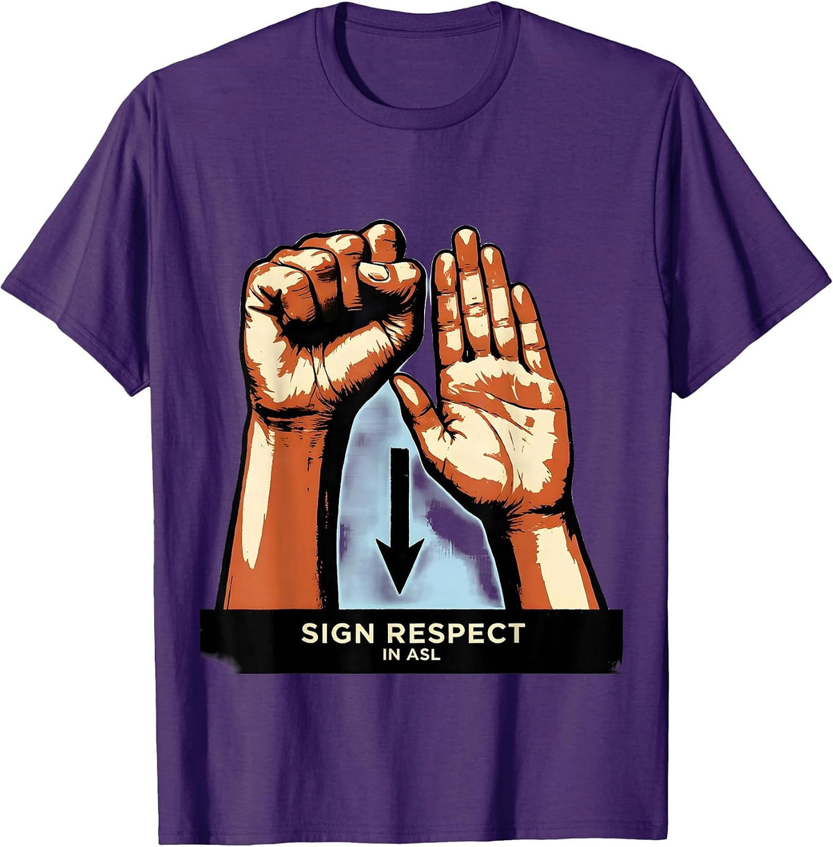Sign Respect in ASL Warm Supportive ASL Teacher Deaf T-Shirt - Purple