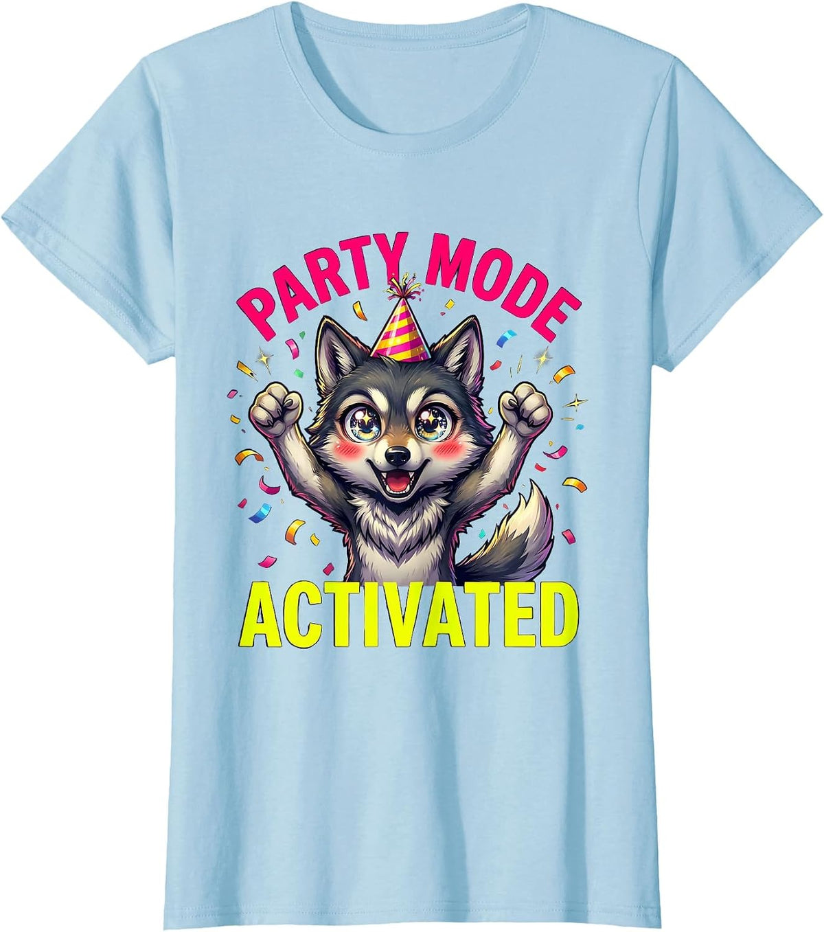 Party Mode Activated Party Animal Design T-Shirt - Baby Blue