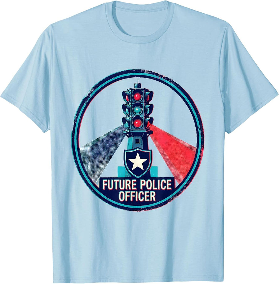 Men's Future Police Officer Playful Kids Role-Play Birthday Gift T-Shirt - Baby Blue