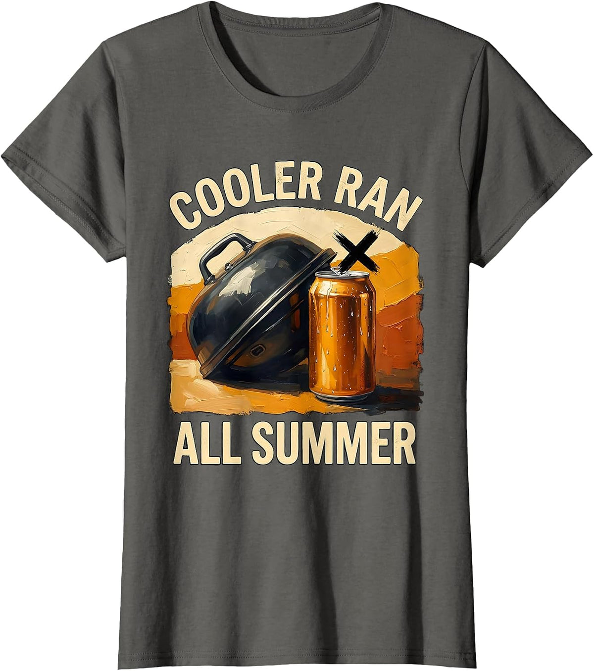 Women's Cooler Ran All Summer Funny Beer Lover Grill Party T-Shirt - Asphalt Grey