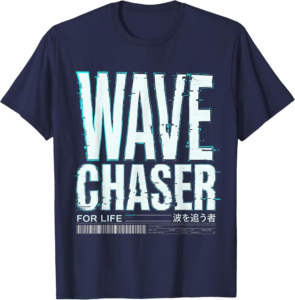 Wave Chaser For Life Mens Beach Design T-Shirt - Navy Blue
