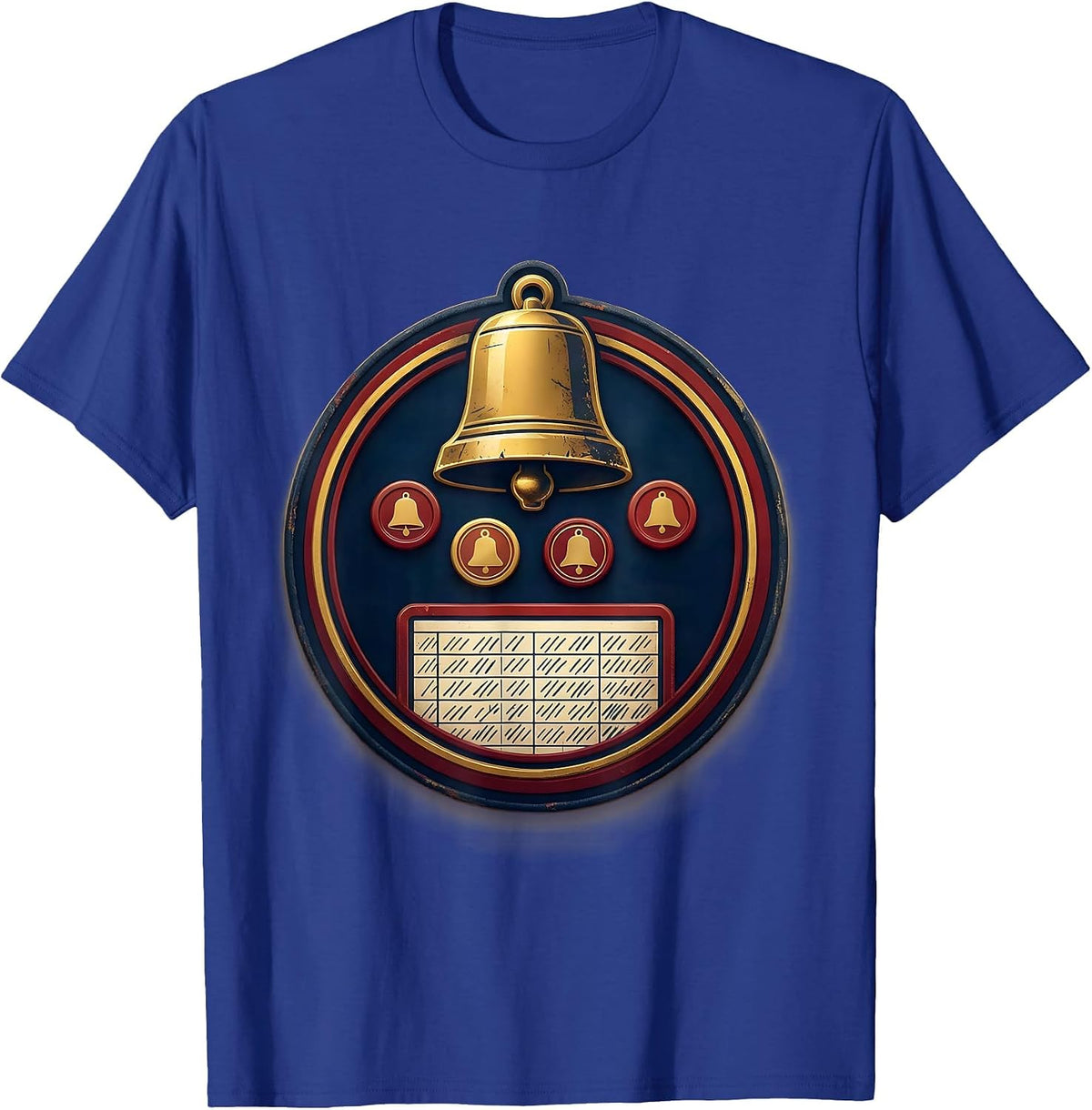 Host Bell Game Night Badge Family Trivia Crew T-Shirt - Royal Blue