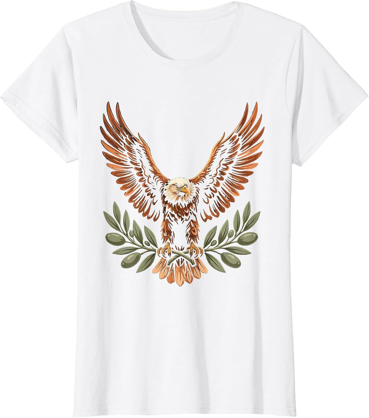 Bald Eagle Olive Branch Faith Family Freedom T-Shirt - White