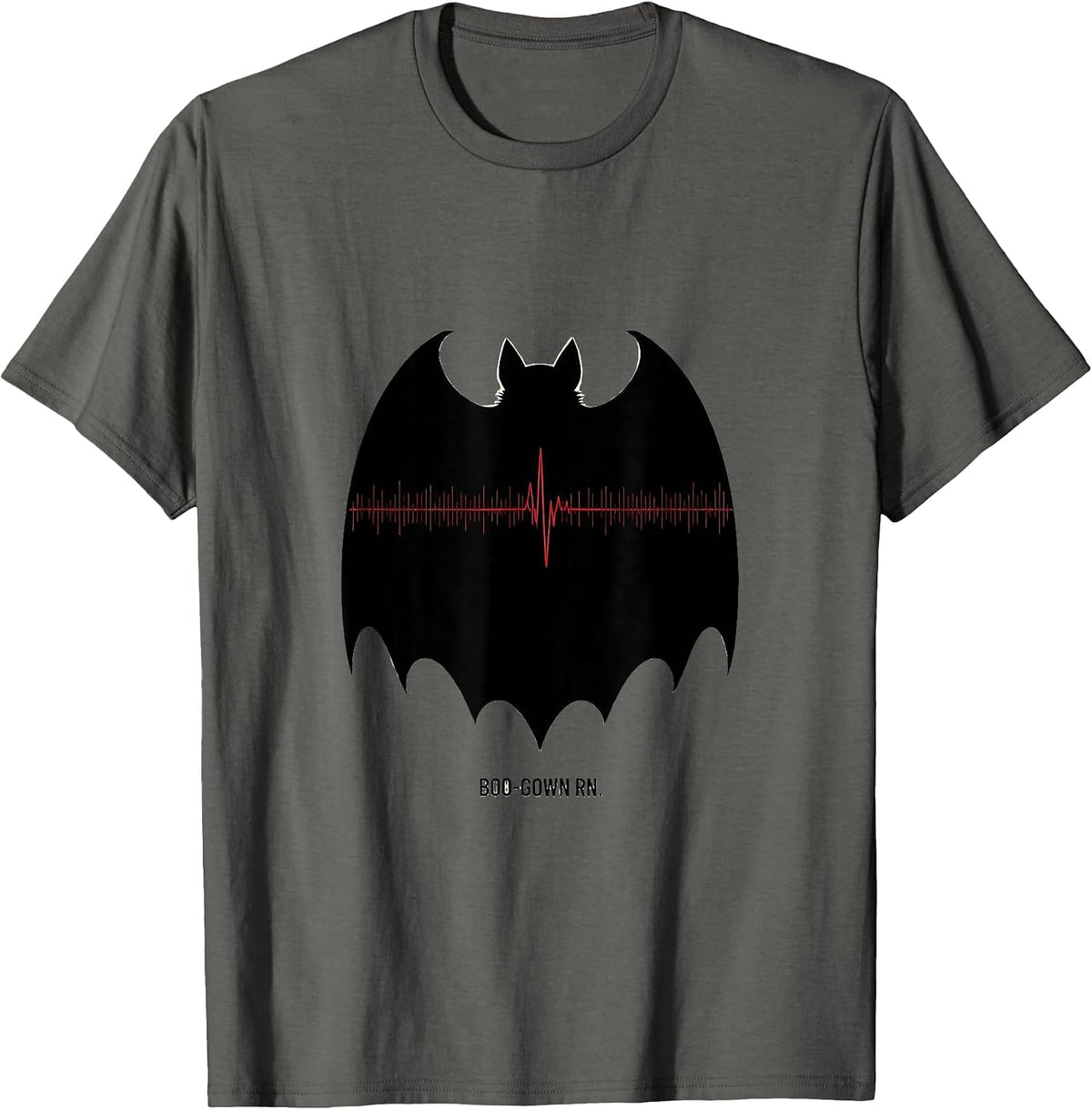 Boo-Gown RN Minimalist Halloween Nurse Medical Humor T-Shirt - Asphalt Grey