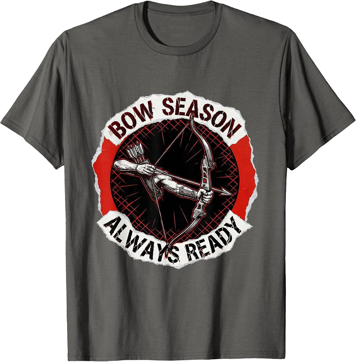 Bow Season Always Ready Archery Hunter Design T-Shirt - Asphalt Grey