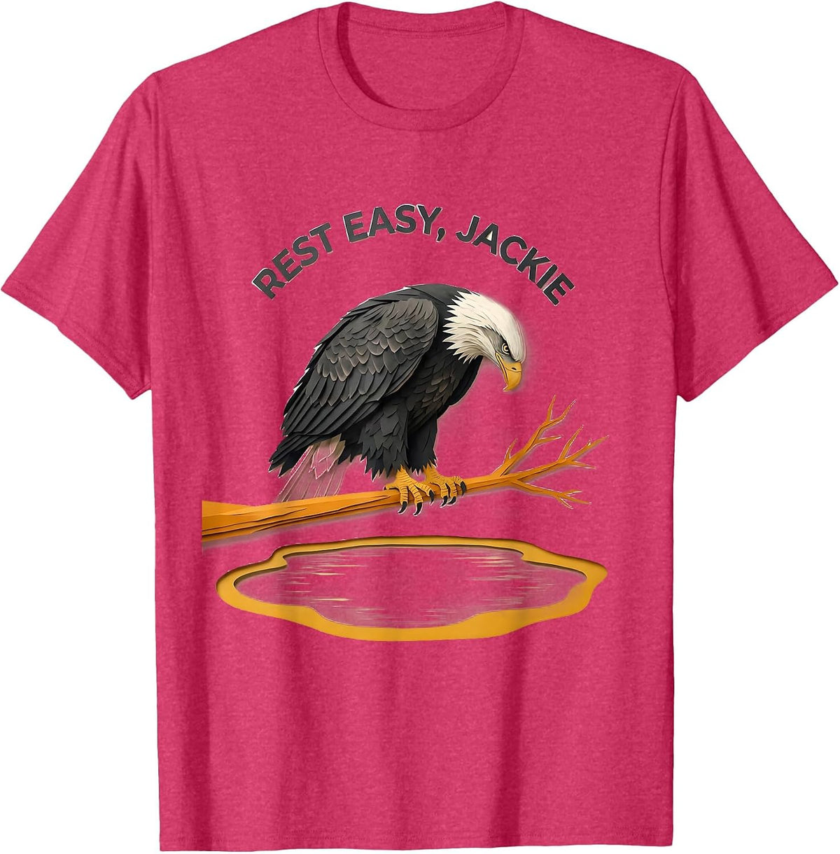 Men's Rest Easy, Jackie Memorial Bald Eagle Tribute Wildlife T-Shirt - Red Heather