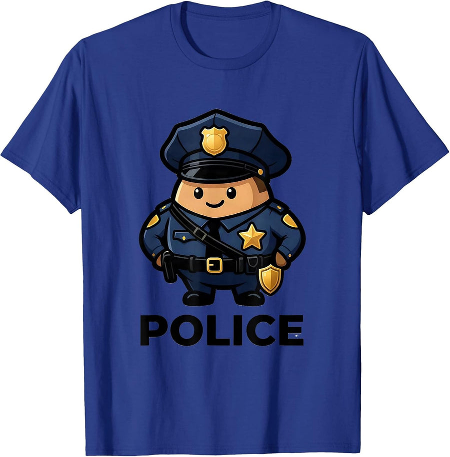 POLICE Funny Halloween Costume Cop Officer Matching Family T-Shirt - Royal Blue