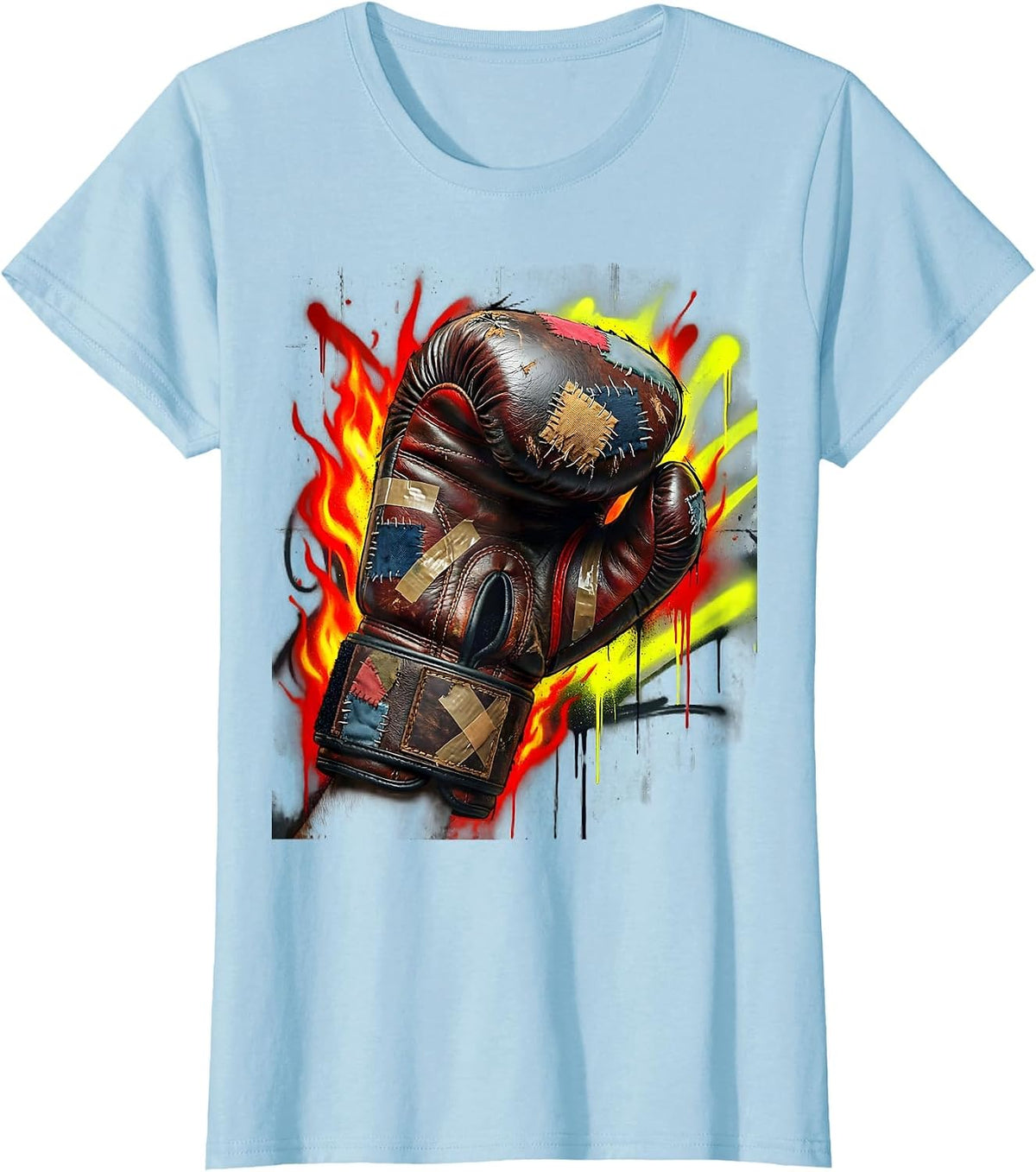 Underdog Victory Boxing Glove Graphic T-Shirt - Baby Blue