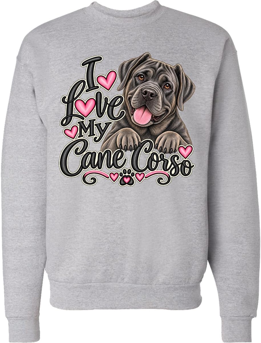 inktastic I Love My Cane Corso Dog Adult Sweatshirt - Heather Grey