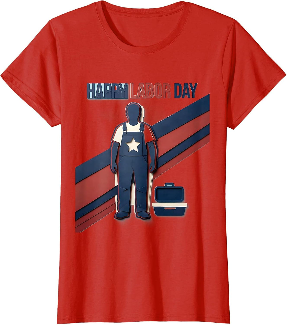 Happy Labor Day Patriotic Americana Tribute Paper Cutout T-Shirt - Red