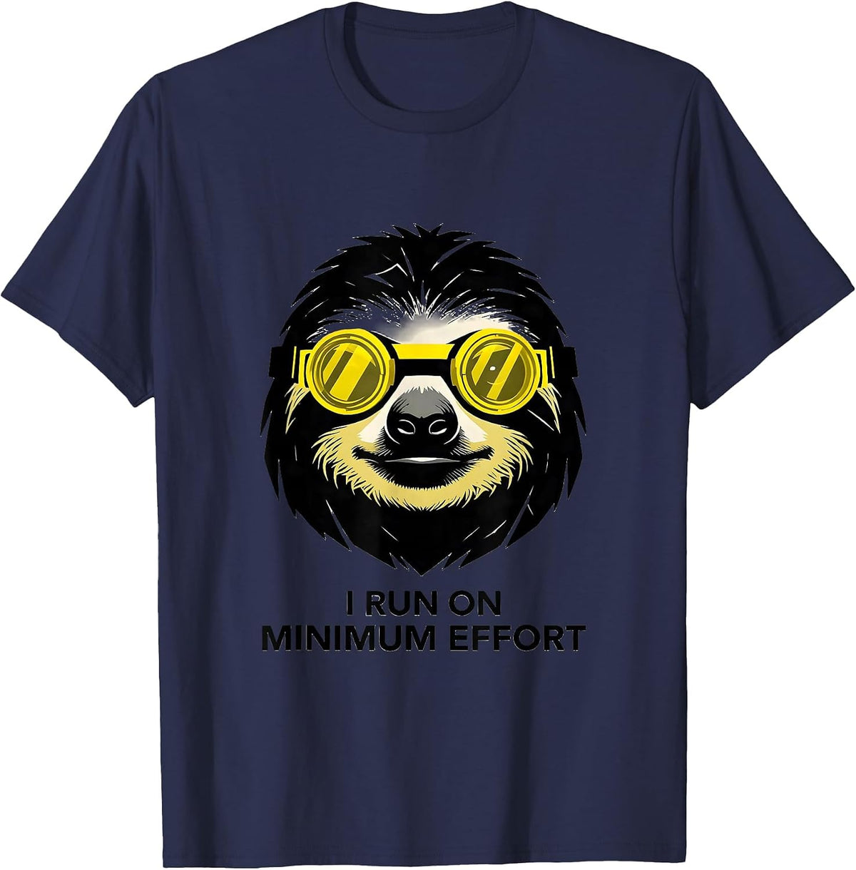 Men's I Run On Minimum Effort Funny Sloth Novelty Animal Lover T-Shirt - Navy Blue