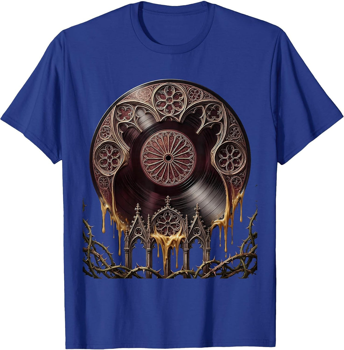 Melting Vinyl Record Desert Sun Rock Art T-Shirt - Royal Blue