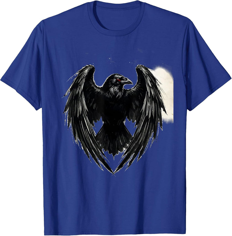 Crow Shield Wings Graphic Design T-Shirt - Royal Blue
