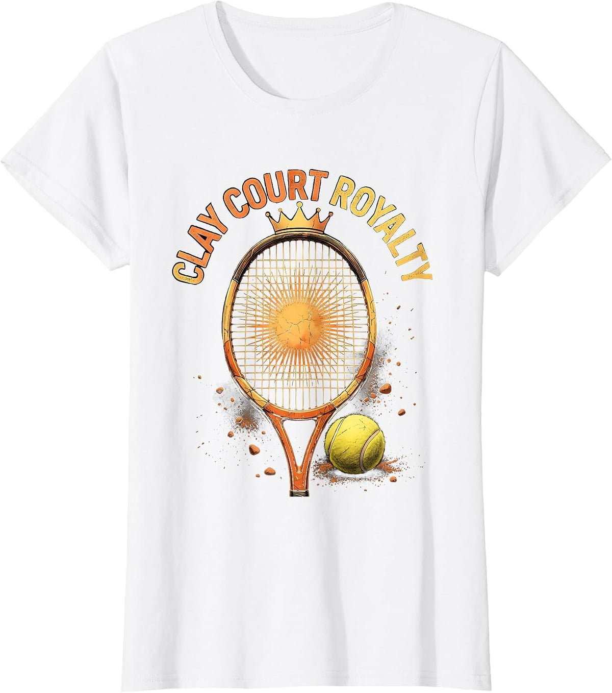 Clay Court Royalty Tennis Graphic Design T-Shirt - White