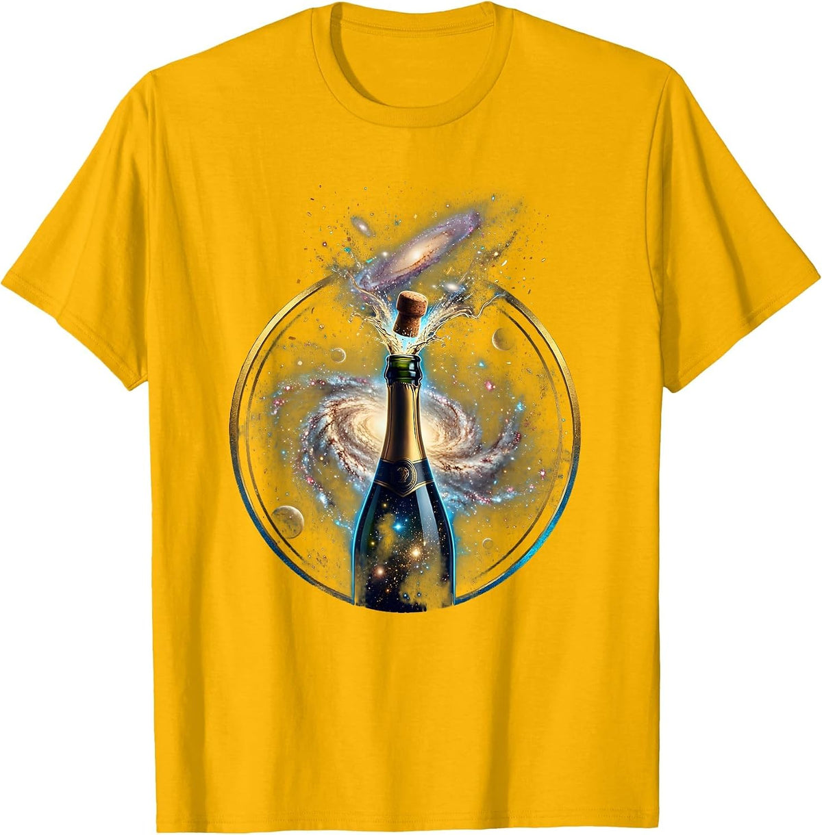 Men's Champagne Burst Birthday Confetti Celebration T-Shirt - Golden Yellow