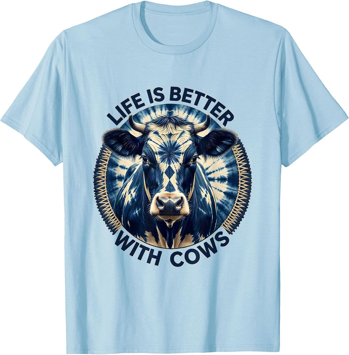 Men's Life Is Better With Cows Farmlife Design T-Shirt - Baby Blue