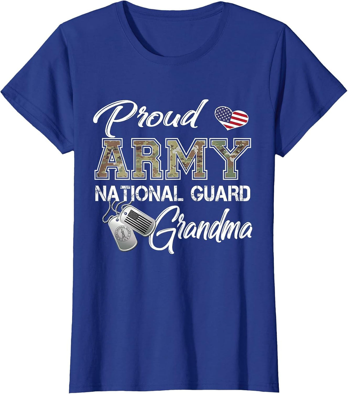 Proud Army National Guard Grandma Military Pride T-Shirt - Royal Blue
