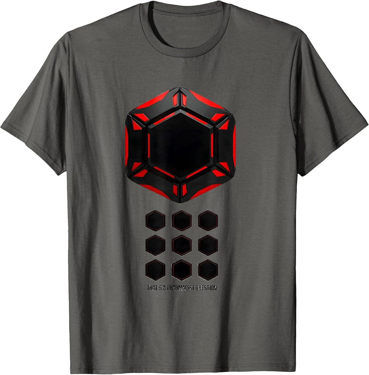 That's A Pharmacist Question Geometric Pharmacy Tech Humor T-Shirt - Asphalt Grey