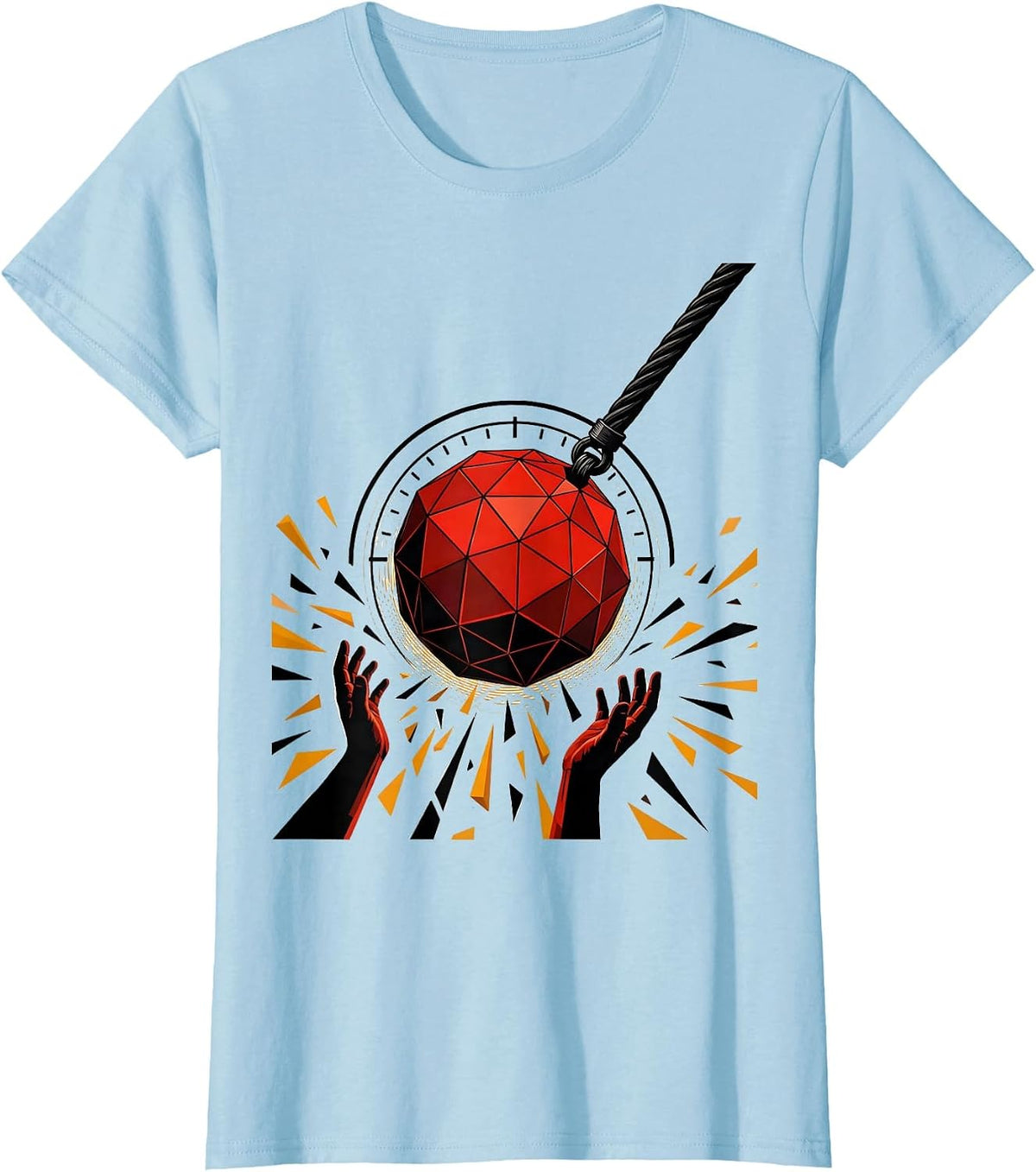 Women's Countdown Sphere Ball Drop Dirty Humor Party T-Shirt - Baby Blue