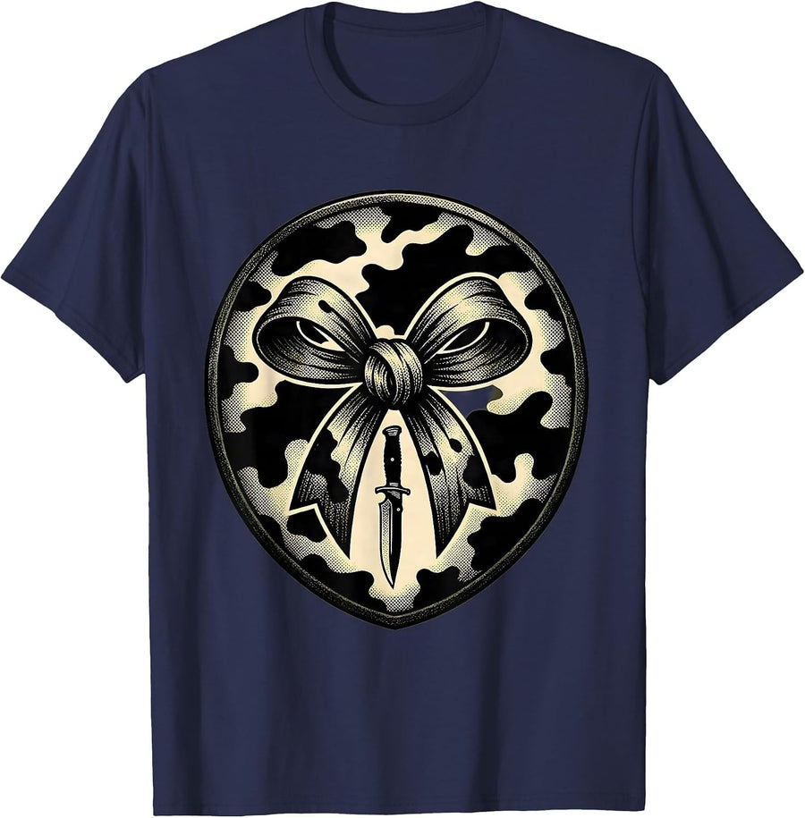 Camo Bow Hunting Bow Hunting Ol Lady Camo Coquette T-Shirt - Navy Blue