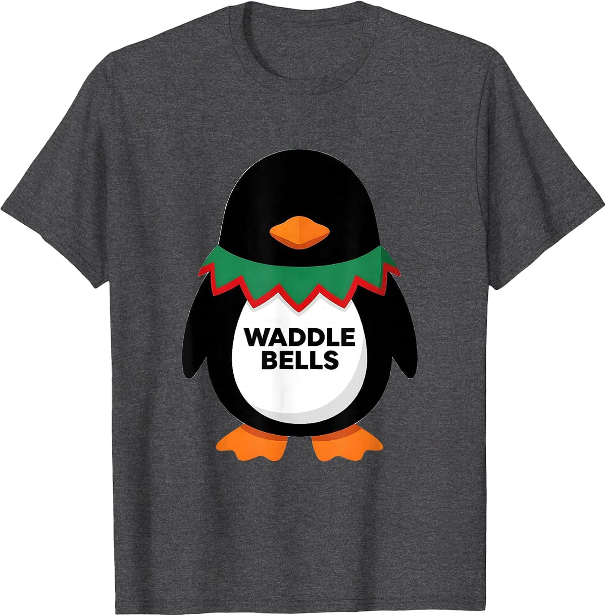 Men's Waddle Bells Funny Penguin Lover Christmas Humor Cute T-Shirt - Dark Heather Grey
