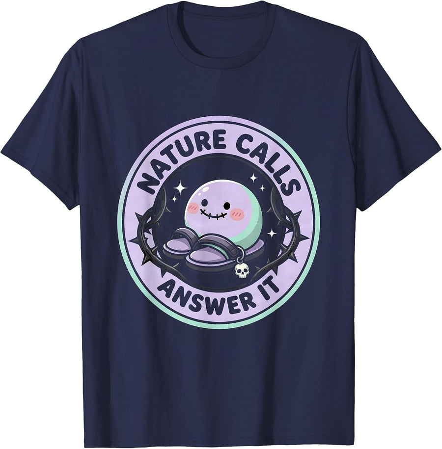 Nature Calls Answer It Outdoor Adventure Sandal Life T-Shirt - Navy Blue