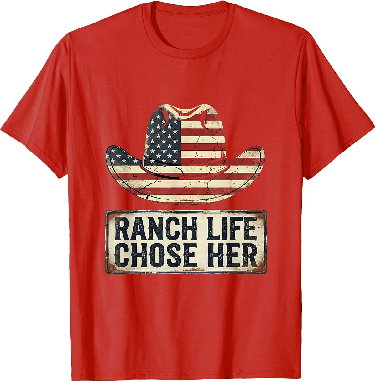 Men's Ranch Life Chose Her Cowgirl Graphic Design T-Shirt - Red