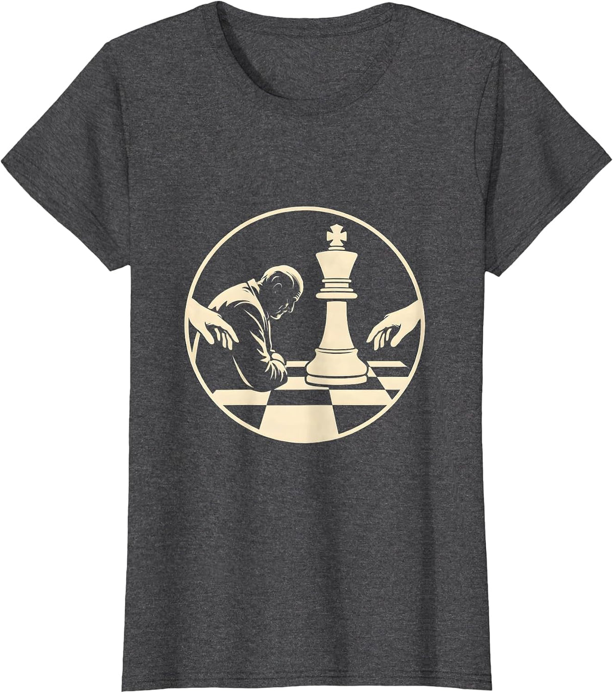 Women's Grandpa Chess Player Solo Game Illustration T-Shirt - Dark Heather Grey