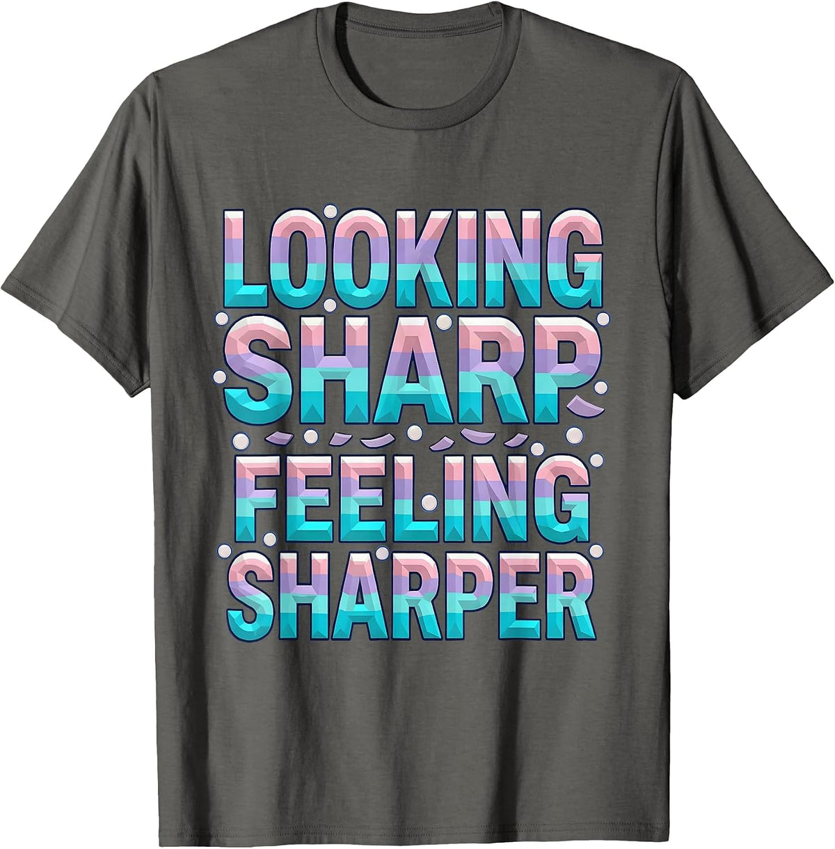 Looking Sharp Feeling Sharper Tuxedo Design T-Shirt - Asphalt Grey