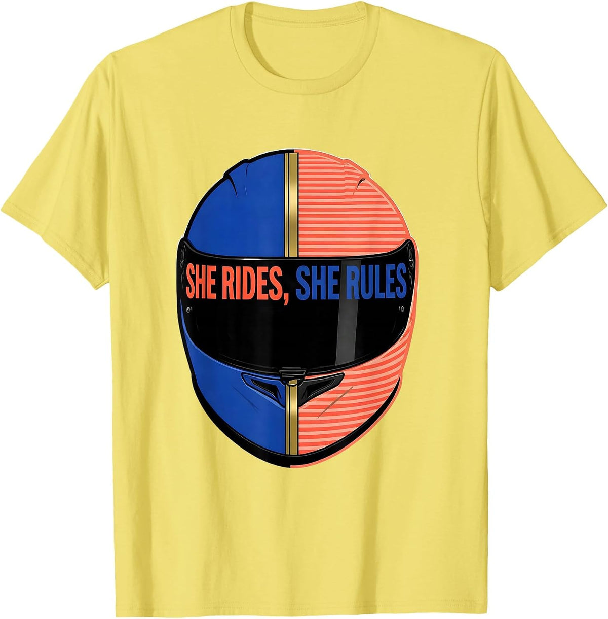 Men's She Rides She Rules Equestrian Cowgirl Design T-Shirt - Lemon Yellow