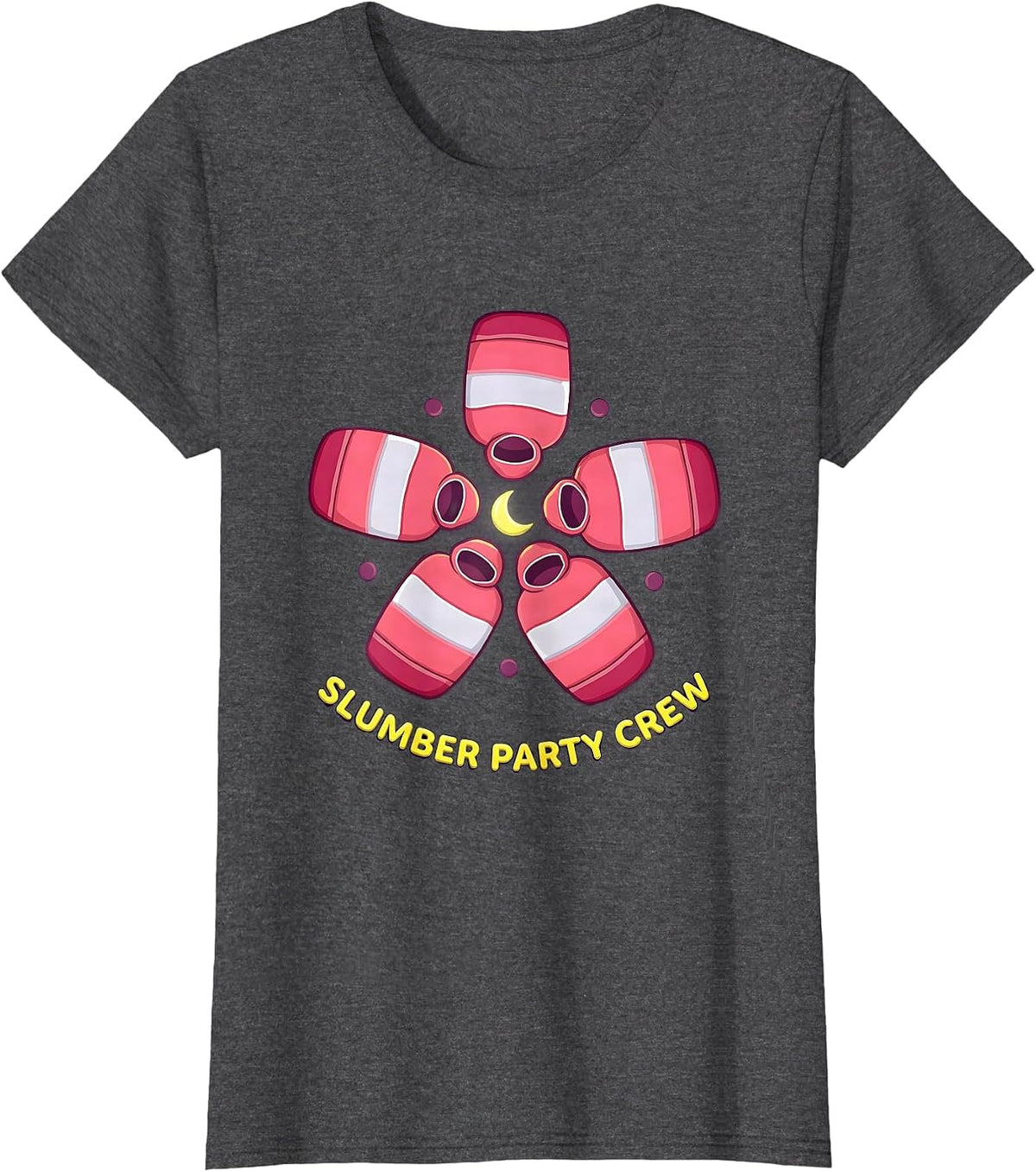Women's Slumber Party Crew Gummy Jelly Pop Matching Group Gift T-Shirt - Dark Heather Grey