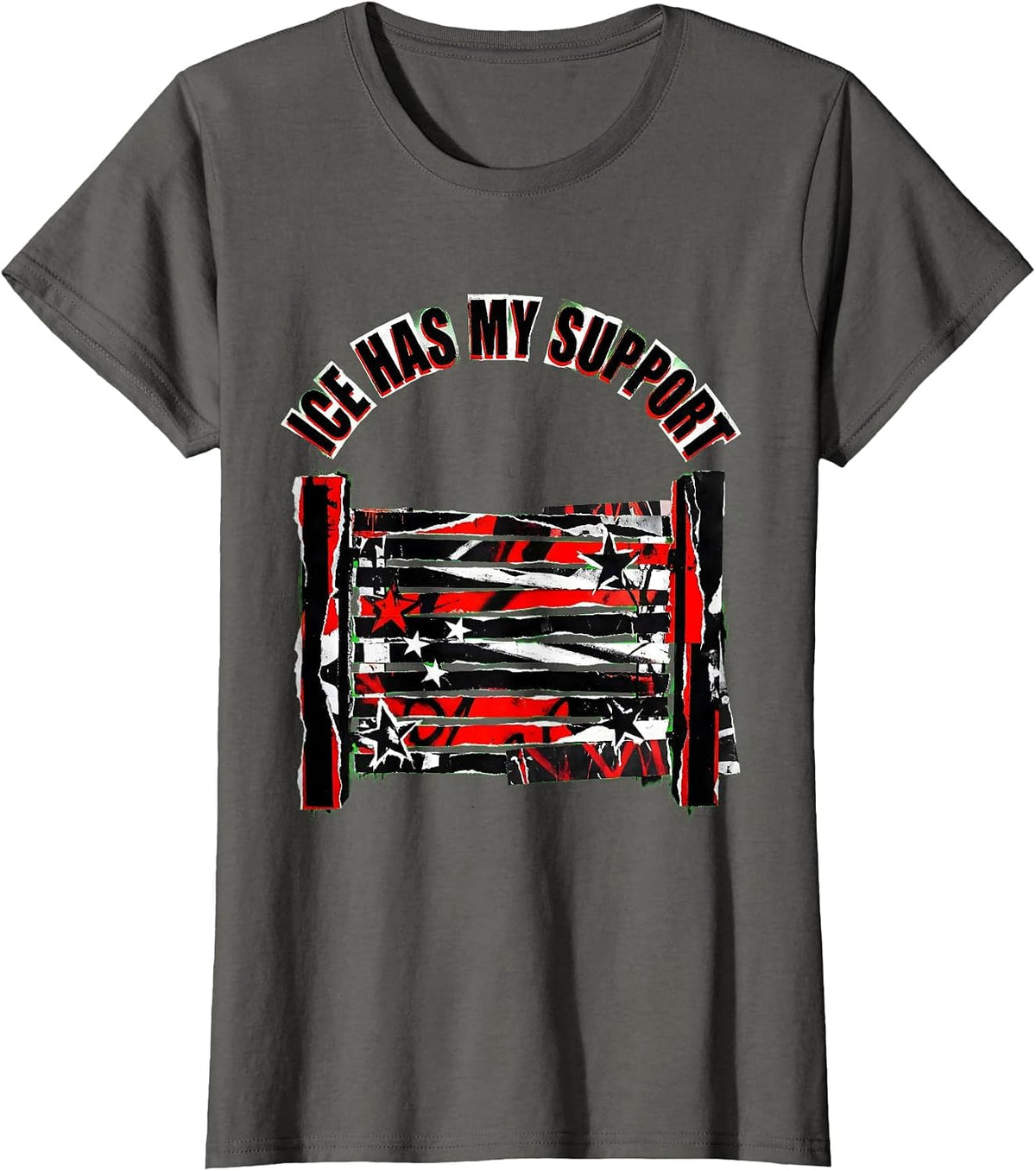 Women's ICE Has My Support Punk Metal Political Debate T-Shirt - Asphalt Grey